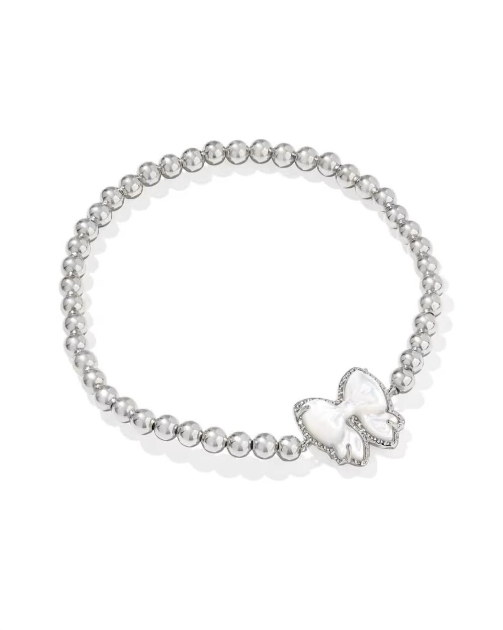 NEW KENDRA SCOTT women's haley bow bracelet in mop/rhodium